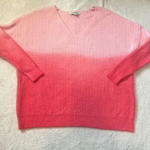 Davi & Dani Pink Ombré Relaxed Fit V-Neck Sweater